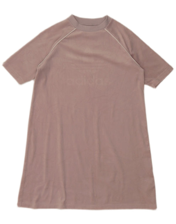 Adidas Womens Graphic Loose Fit T-Shirt Dress UK 6 XS Purple Polyester