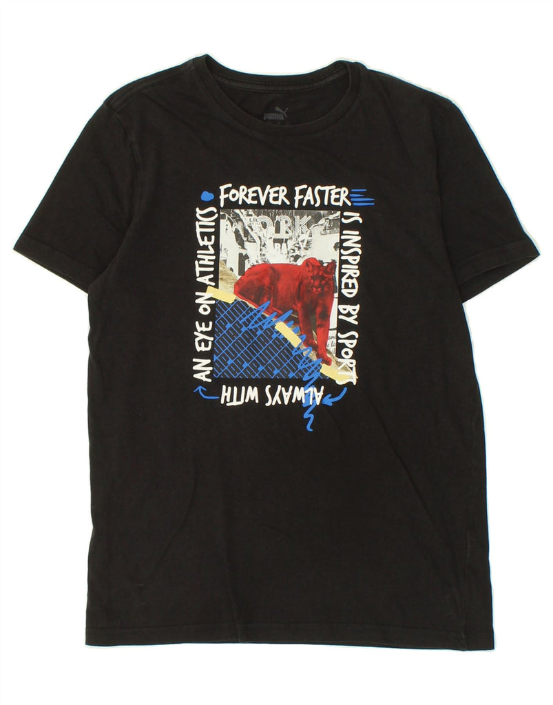PUMA Boys Graphic T-Shirt Top 13-14 Years Black | Vintage Puma | Thrift | Second-Hand Puma | Used Clothing | Messina Hembry 