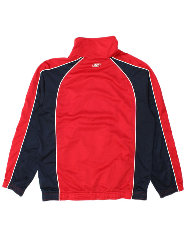 Reebok Womens Tracksuit Top Jacket UK 14 Medium Red Colourblock Polyester