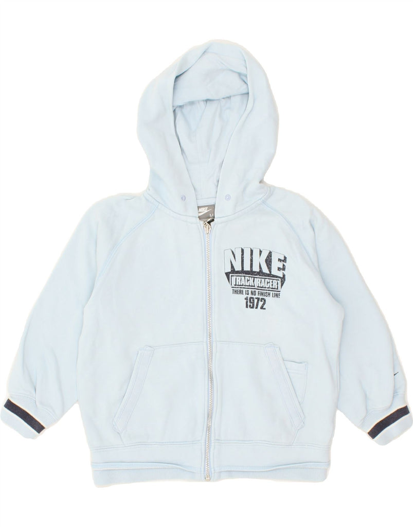 NIKE Boys Graphic Zip Hoodie Sweater 5-6 Years Medium Blue Cotton | Vintage Nike | Thrift | Second-Hand Nike | Used Clothing | Messina Hembry 