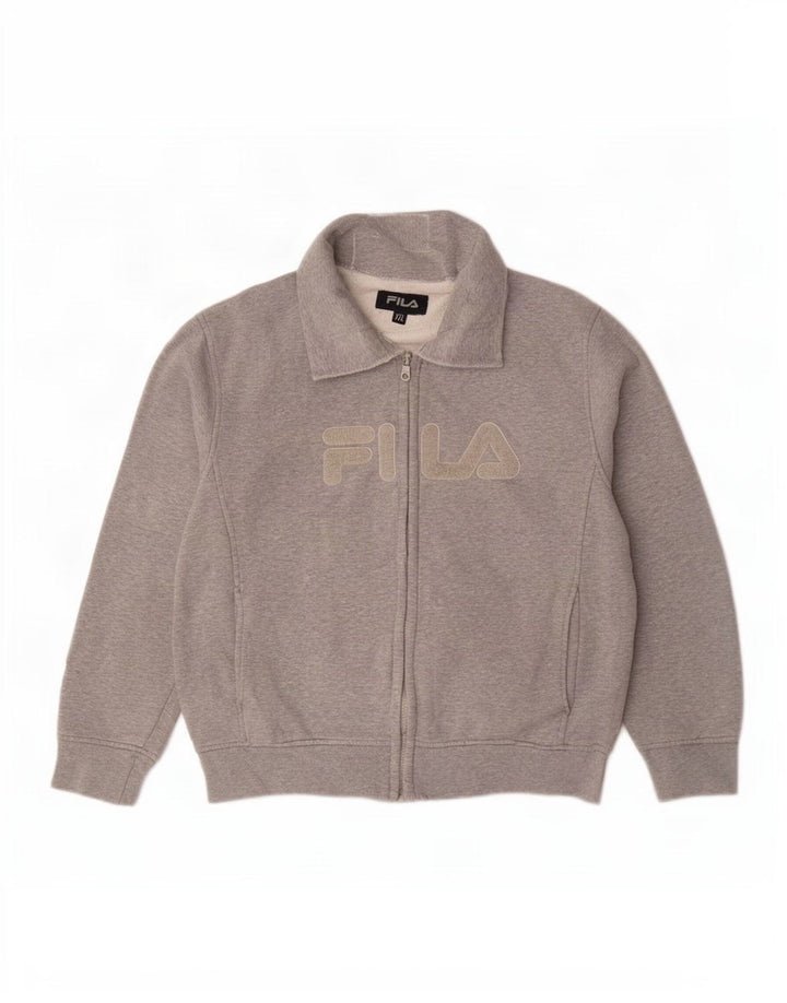 Fila Womens Graphic Tracksuit Top Jacket UK 20 2XL Grey Flecked