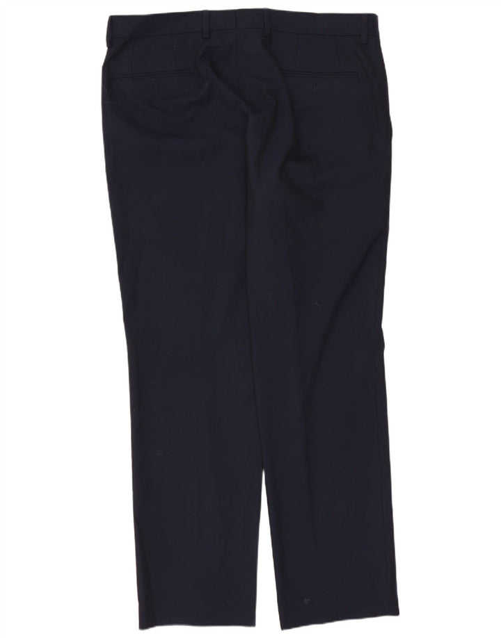 CHAPS Mens Straight Suit Trousers W34 L30 Navy Blue Polyester