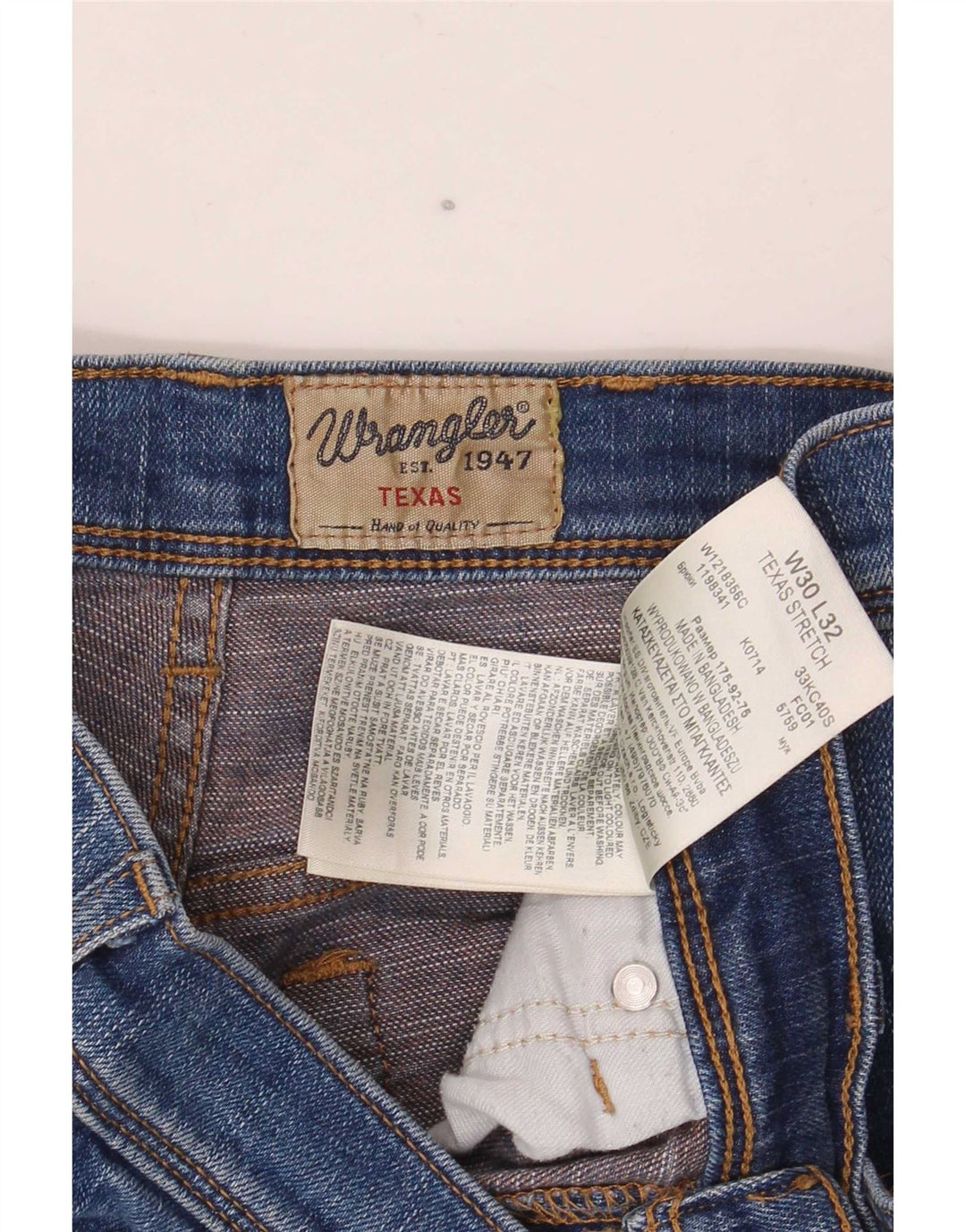 Wrangler Mens Texas Stretch Straight Jeans W30 L32 Blue Cotton