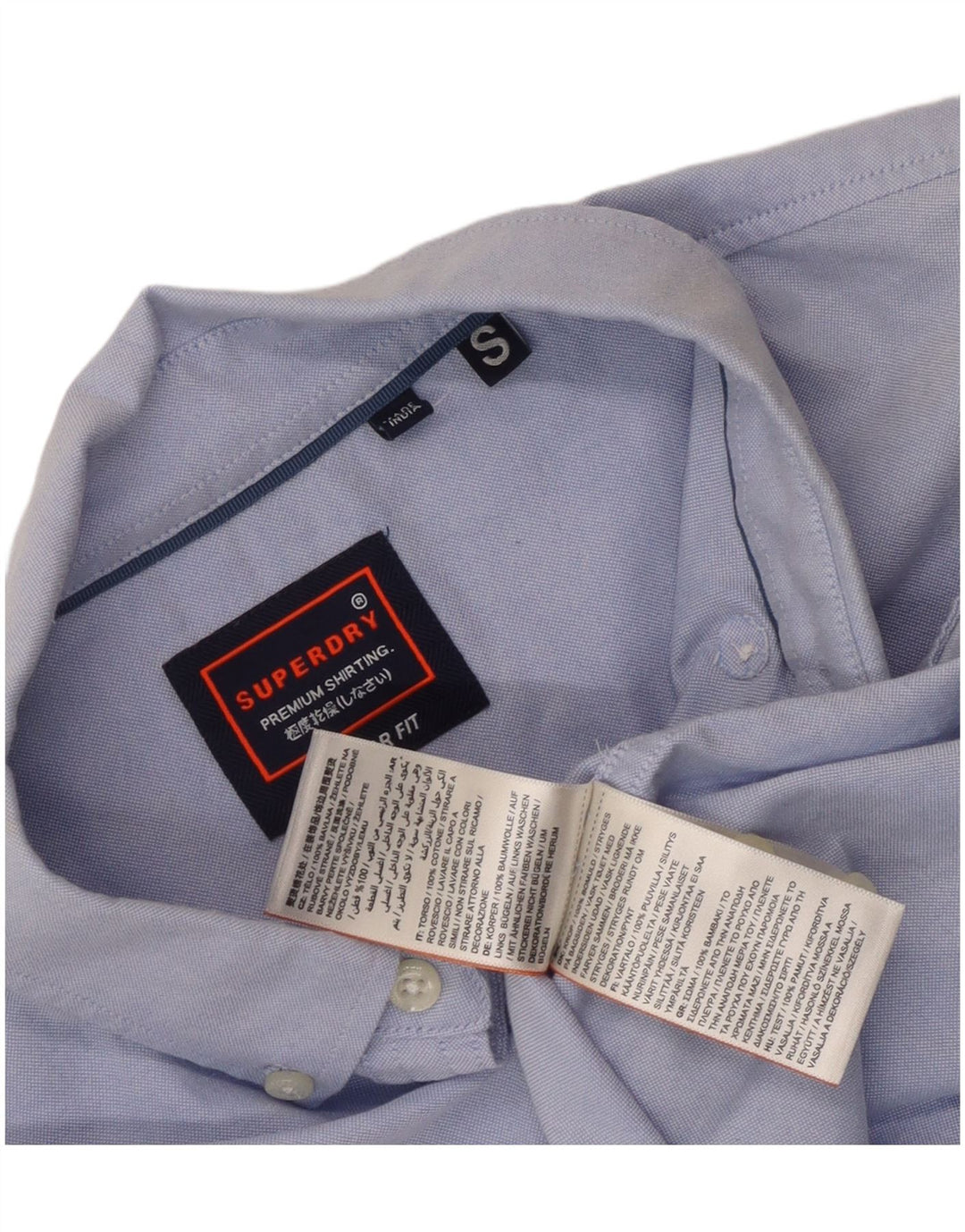 Superdry Mens Short Sleeve Regular Fit Shirt Small Blue Cotton