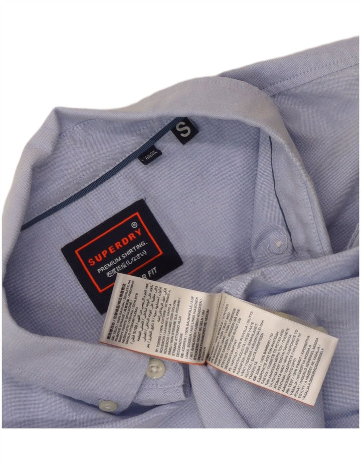Superdry Mens Short Sleeve Regular Fit Shirt Small Blue Cotton