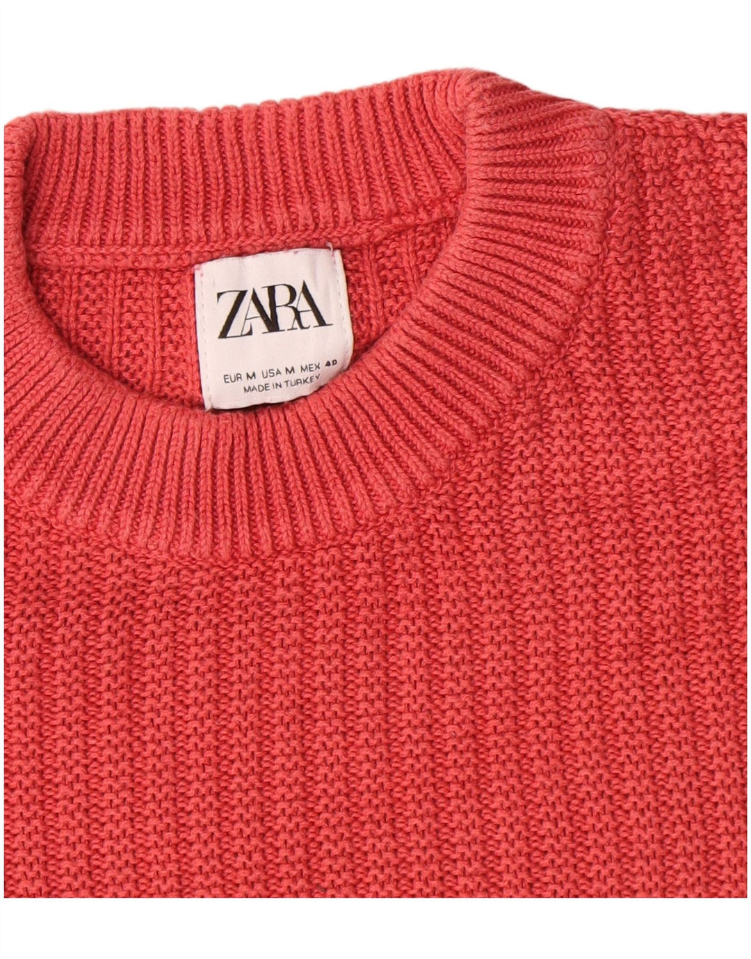 Zara Mens Crew Neck Jumper Sweater Medium Red Cotton