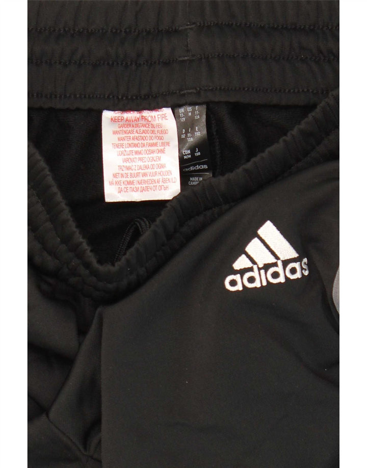 Adidas Boys Graphic Tracksuit Trousers Joggers 11-12 Years Black Polyester