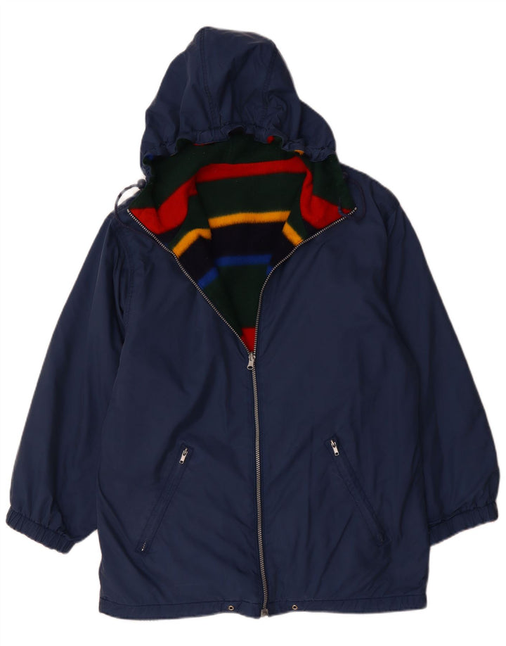 VINTAGE Womens Oversized Hooded Reversible Jacket UK 12 Medium  Navy Blue