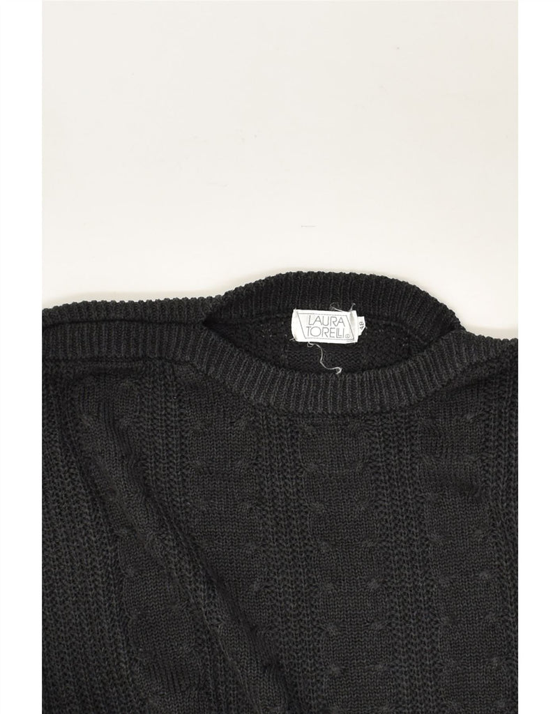 LAURA TORELLI Womens Boat Neck Jumper Sweater UK 48 XL Black Viscose | Vintage Laura Torelli | Thrift | Second-Hand Laura Torelli | Used Clothing | Messina Hembry 