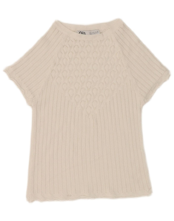 Zara Womens Crop Blouse Top UK 8 Small White