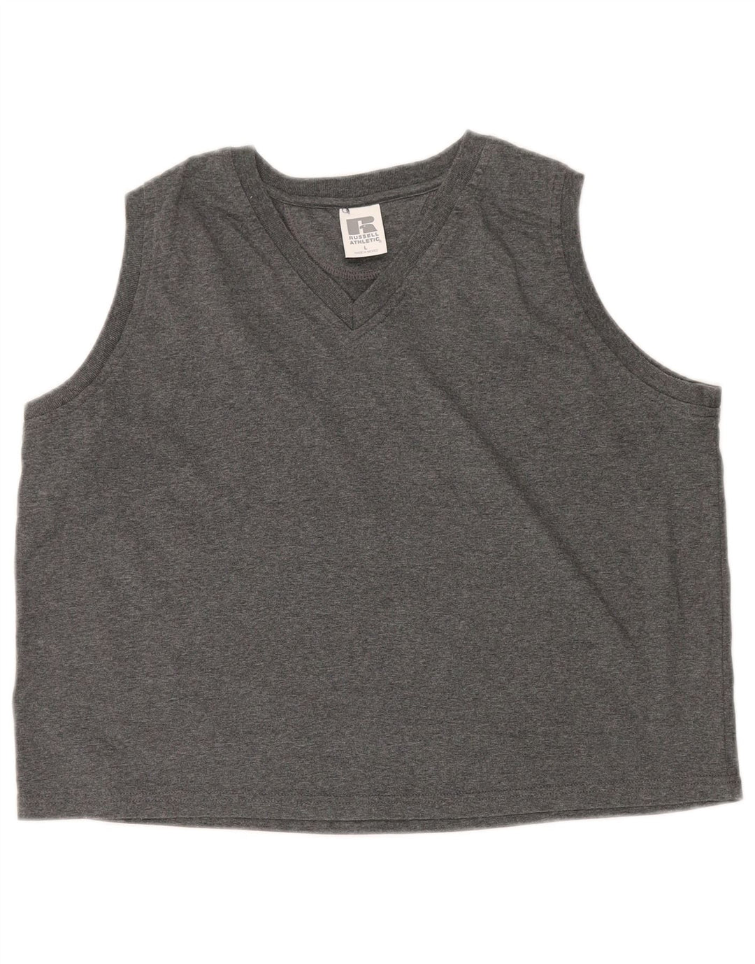 RUSSELL ATHLETIC Womens Vest Top UK 16 Large Grey Cotton