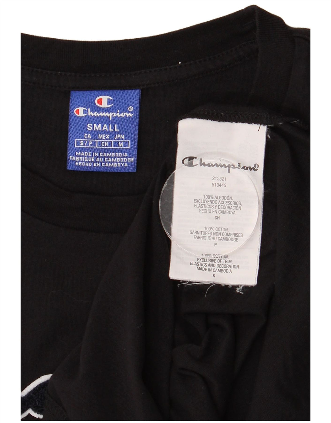 Champion Mens Graphic T-Shirt Top Small Black Cotton