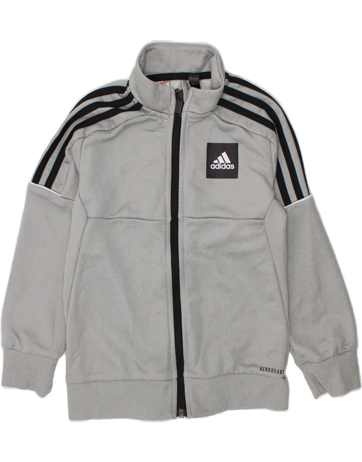 ADIDAS Boys Aeroready Tracksuit Top Jacket 6-7 Years Grey Polyester Vintage Adidas and Second-Hand Adidas from Messina Hembry 