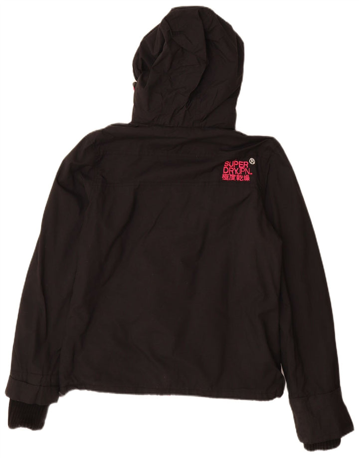 Superdry Womens Windcheater Windbreaker Jacket UK 14 Medium Black Nylon
