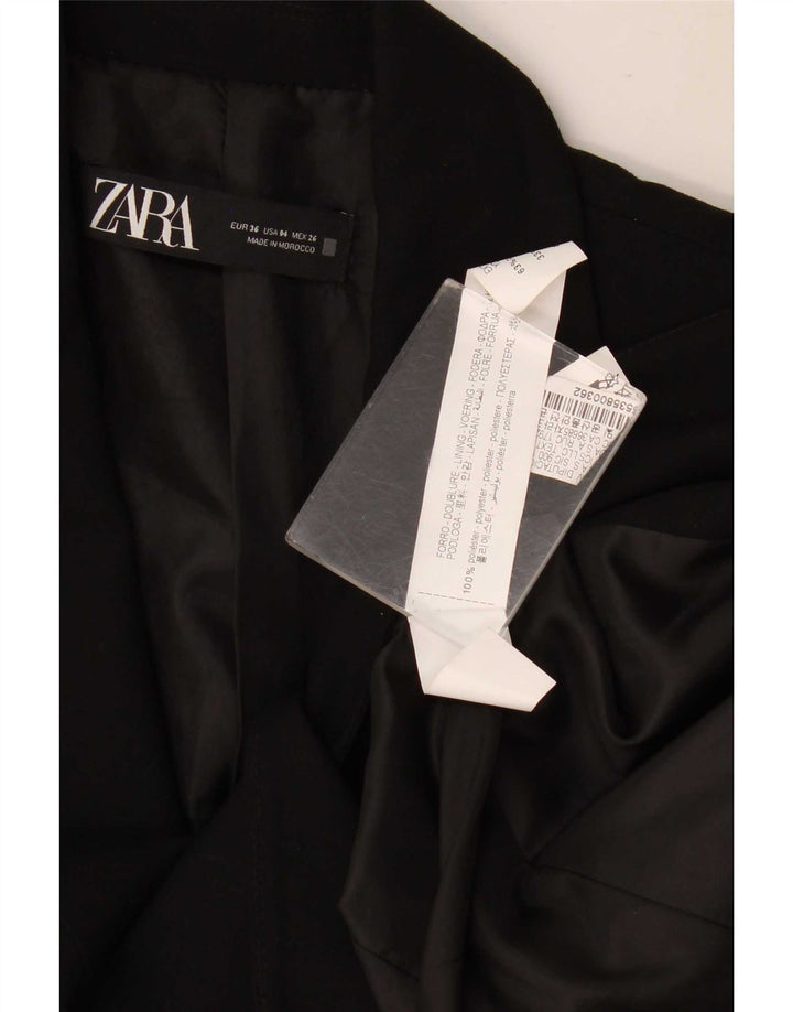 Zara Womens 1 Button Blazer Jacket EU 36 XS Black Polyester