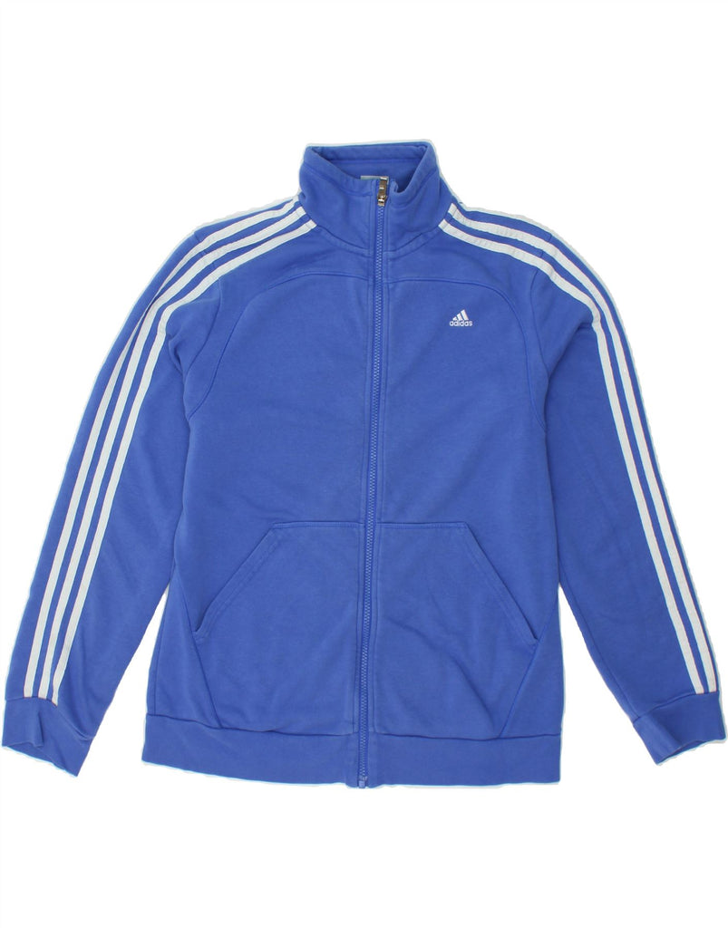 ADIDAS Womens Climalite Tracksuit Top Jacket UK 16/18 Large Blue Cotton | Vintage Adidas | Thrift | Second-Hand Adidas | Used Clothing | Messina Hembry 