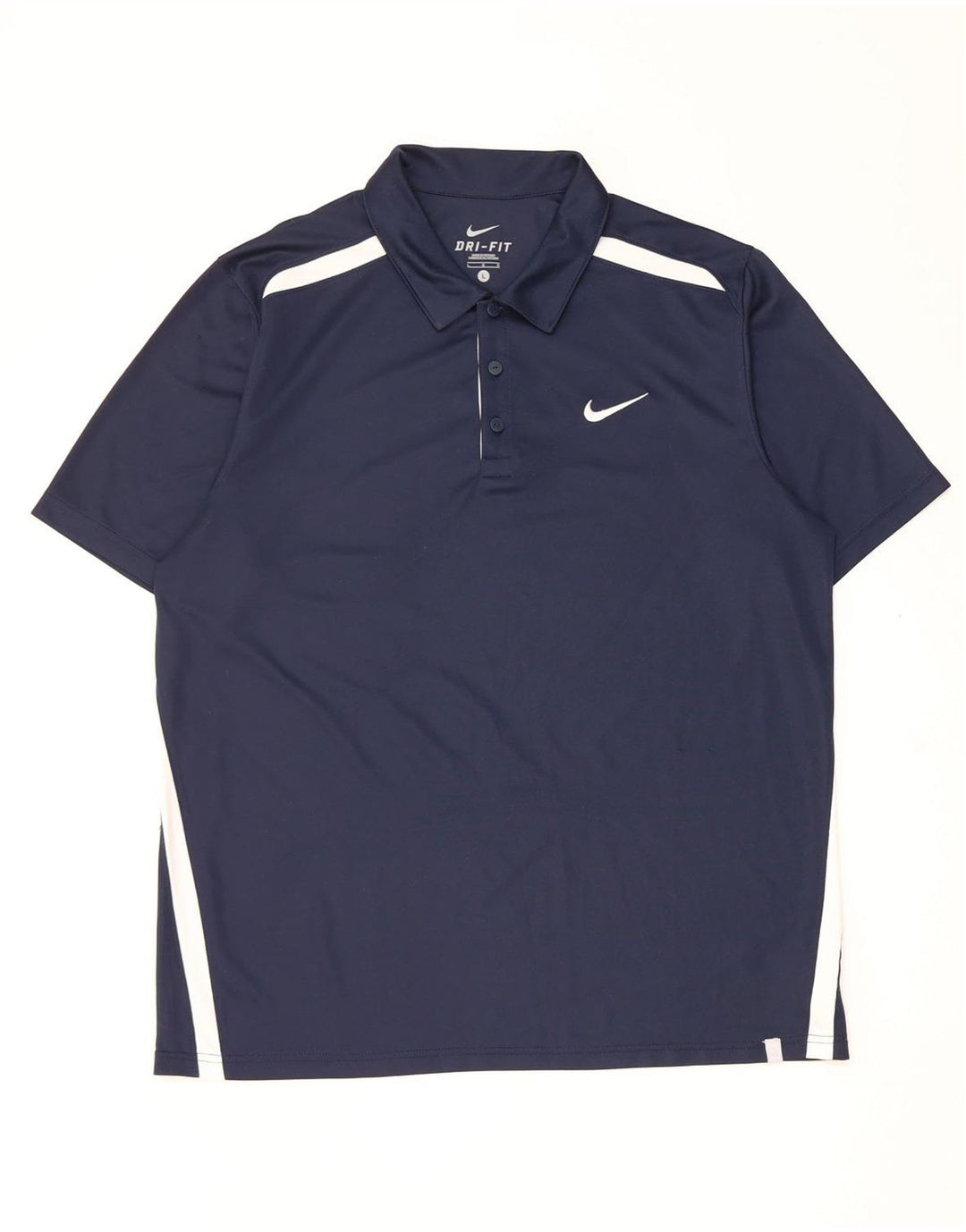 Nike Mens Dri Fit Polo Shirt Large Navy Blue Colourblock Polyester