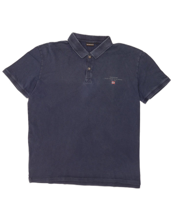 Napapijri Mens Geographic Polo Shirt 2XL Navy Blue Cotton