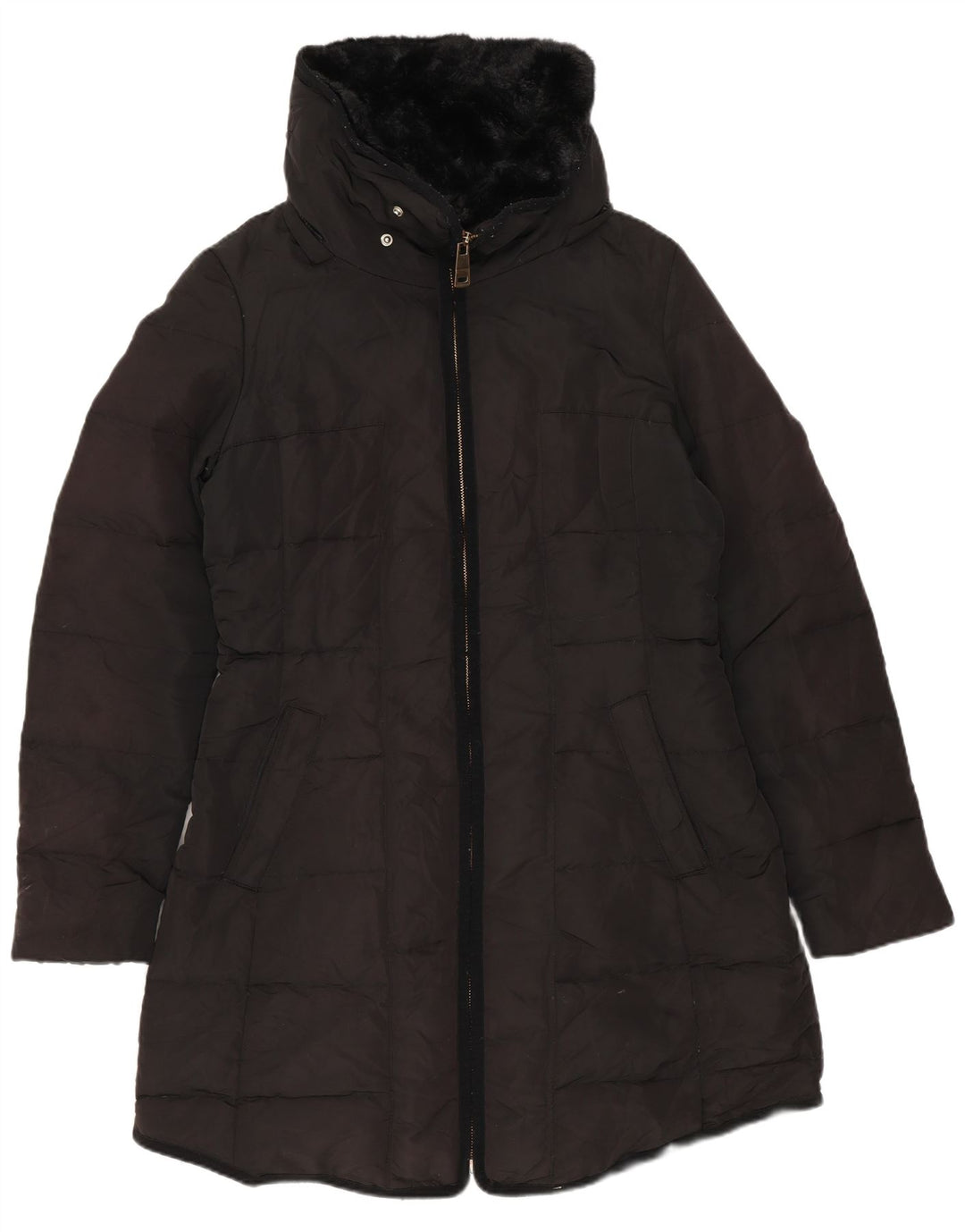 Zara Womens Padded Coat UK 14 Medium Black