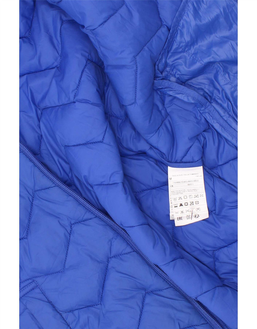 Benetton Boys Hooded Padded Jacket 7-8 Years Medium Blue Polyamide