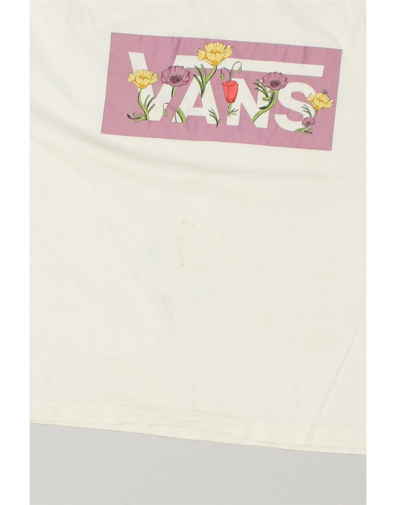 VANS Womens Oversized Crop Graphic T-Shirt Top UK 14 Medium Off White Vintage Vans and Second-Hand Vans from Messina Hembry 