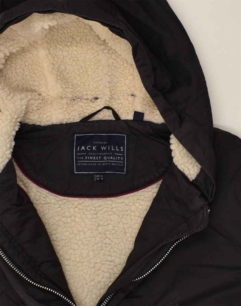 JACK WILLS Womens Hooded Sherpa Parka Jacket UK 12 Medium  Black | Vintage Jack Wills | Thrift | Second-Hand Jack Wills | Used Clothing | Messina Hembry 