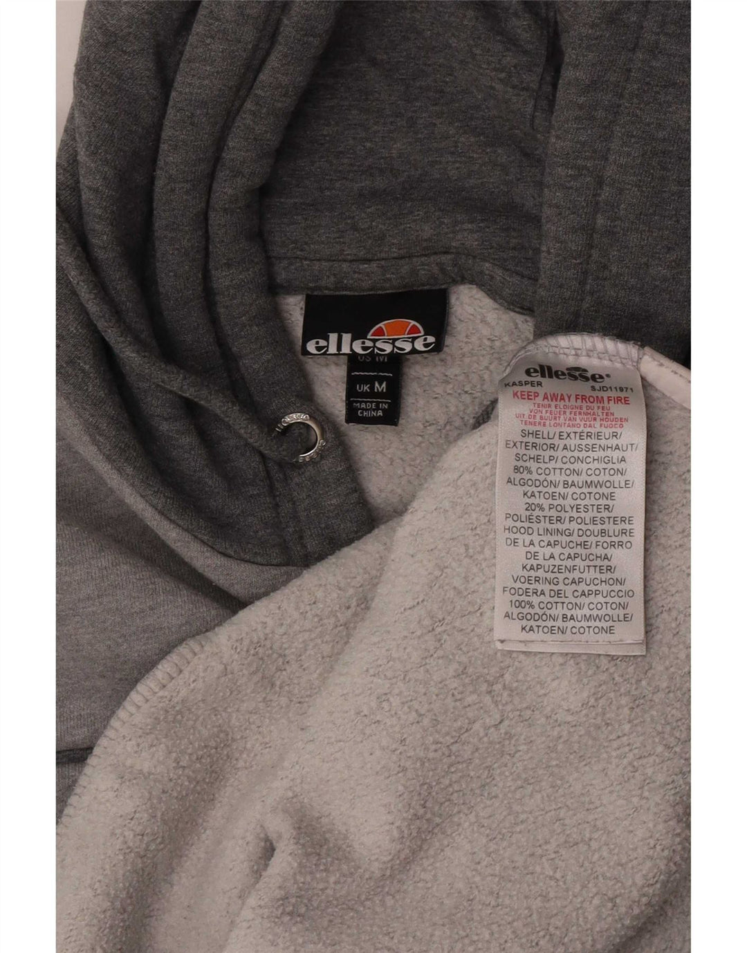 Ellesse Mens Hoodie Jumper Medium Grey Cotton