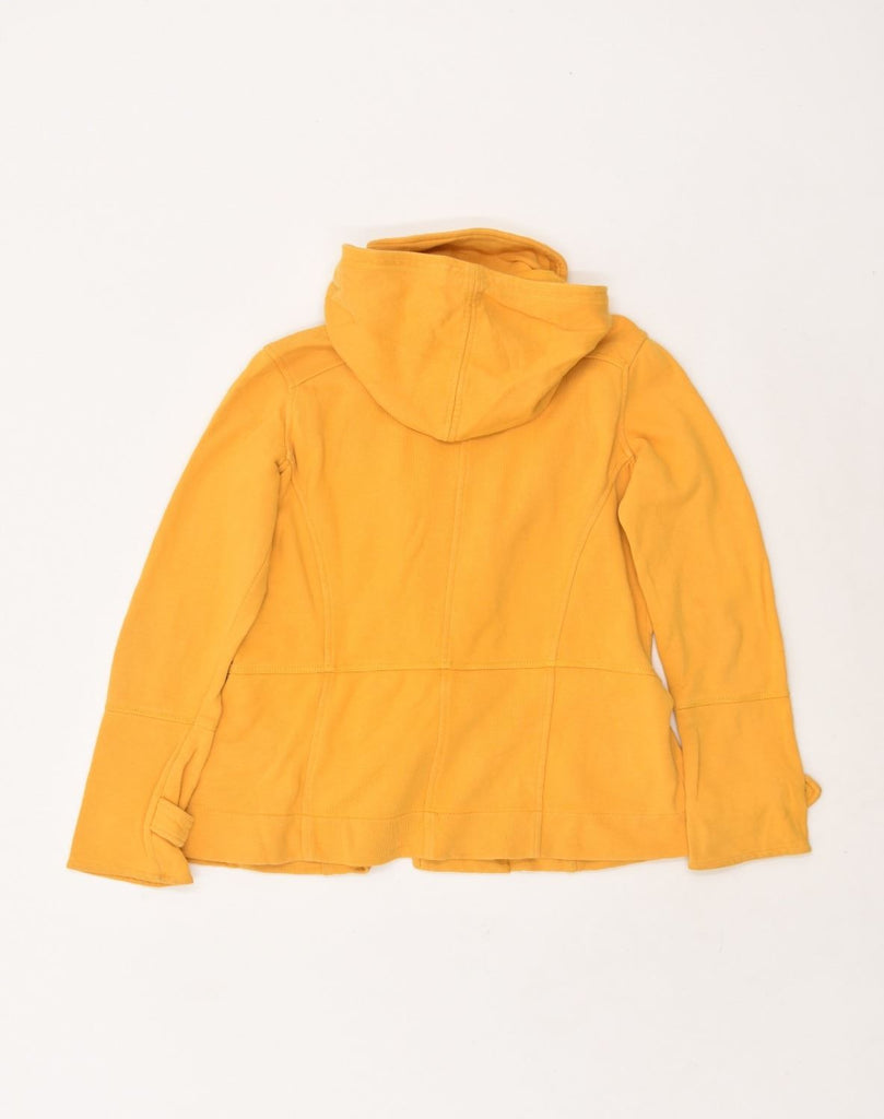 HURLEY Womens Hooded Double Breasted Coat UK 12 Medium Yellow Cotton | Vintage Hurley | Thrift | Second-Hand Hurley | Used Clothing | Messina Hembry 