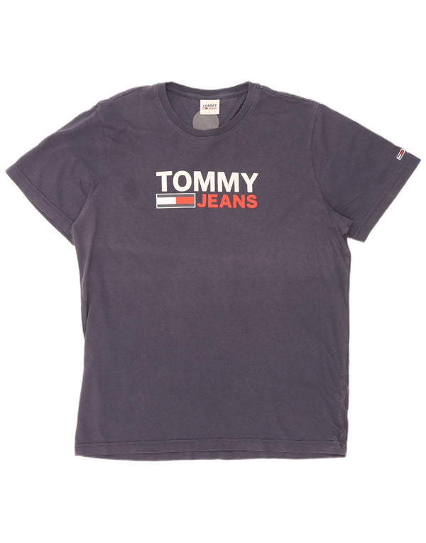 Tommy Hilfiger Mens Graphic T-Shirt Top Large Navy Blue Flecked