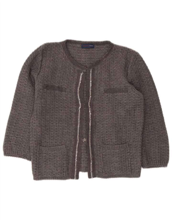 Trussardi Jeans Womens 3/4 Sleeve Crop Cardigan Sweater UK 12 Medium Grey