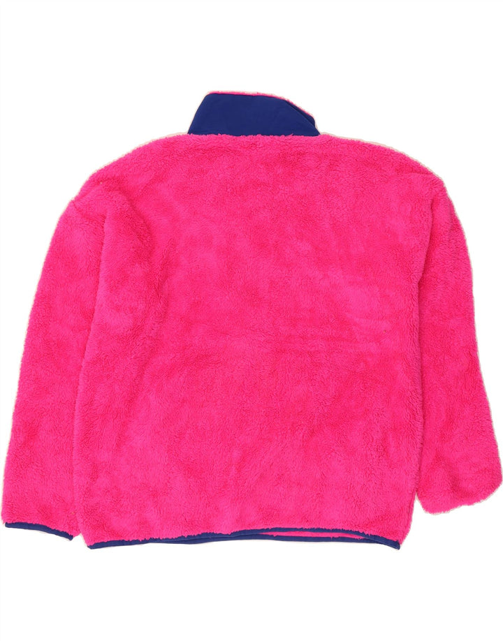 J. CREW Womens Oversized Fleece Jumper UK 14 Medium Pink Colourblock Vintage J. Crew and Second-Hand J. Crew from Messina Hembry 