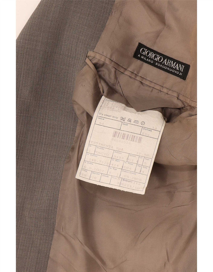 Giorgio Armani Mens 3 Button Blazer Jacket IT 54 2XL Grey Wool
