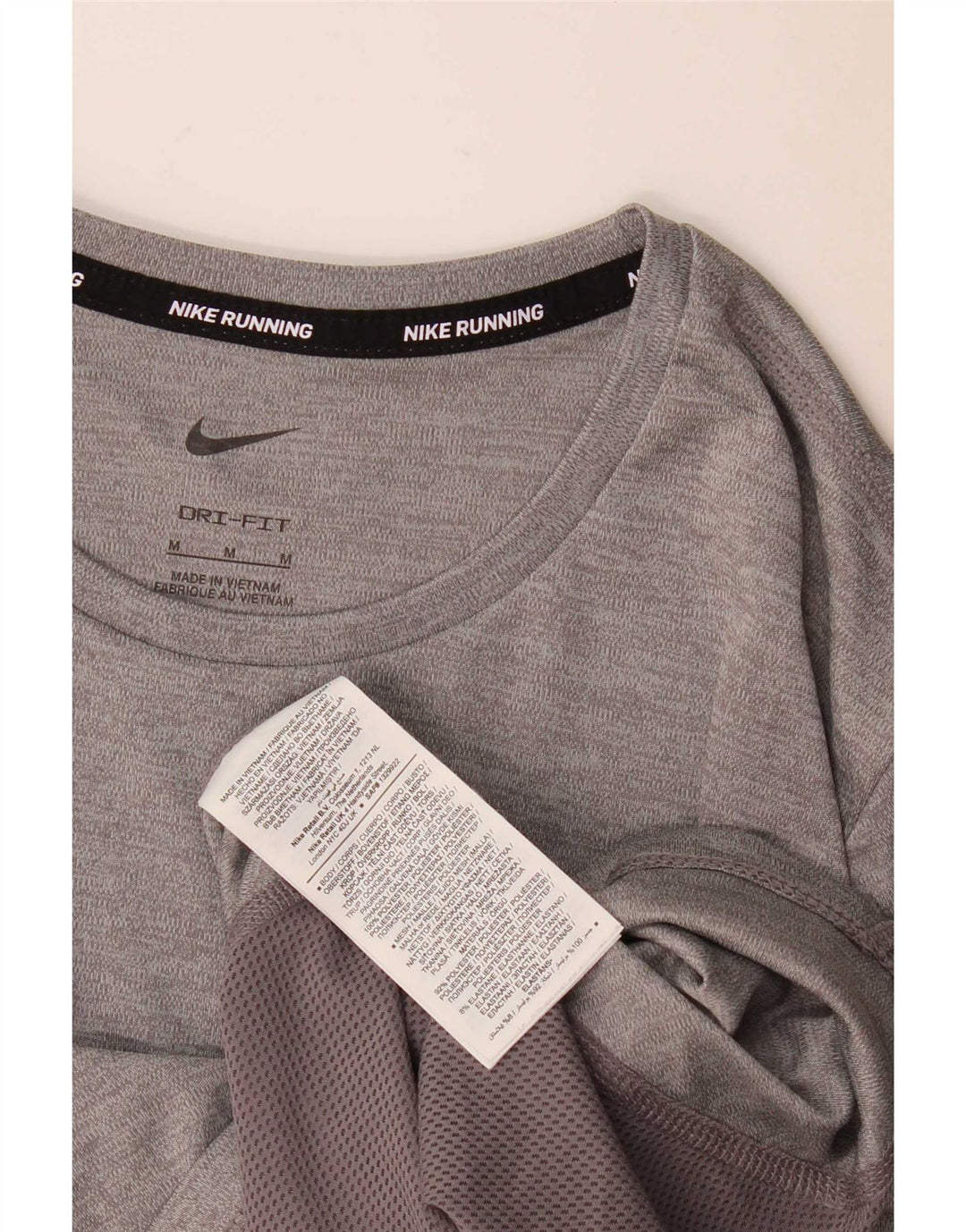 Nike Womens Dri Fit T-Shirt Top UK 14 Medium Grey Colourblock Polyester