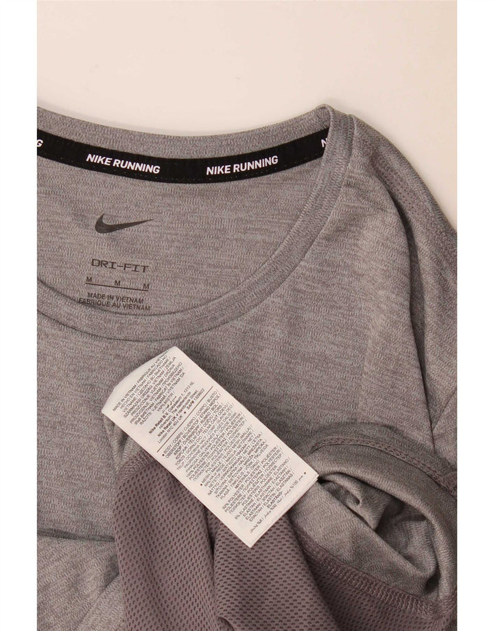 Nike Womens Dri Fit T-Shirt Top UK 14 Medium Grey Colourblock Polyester