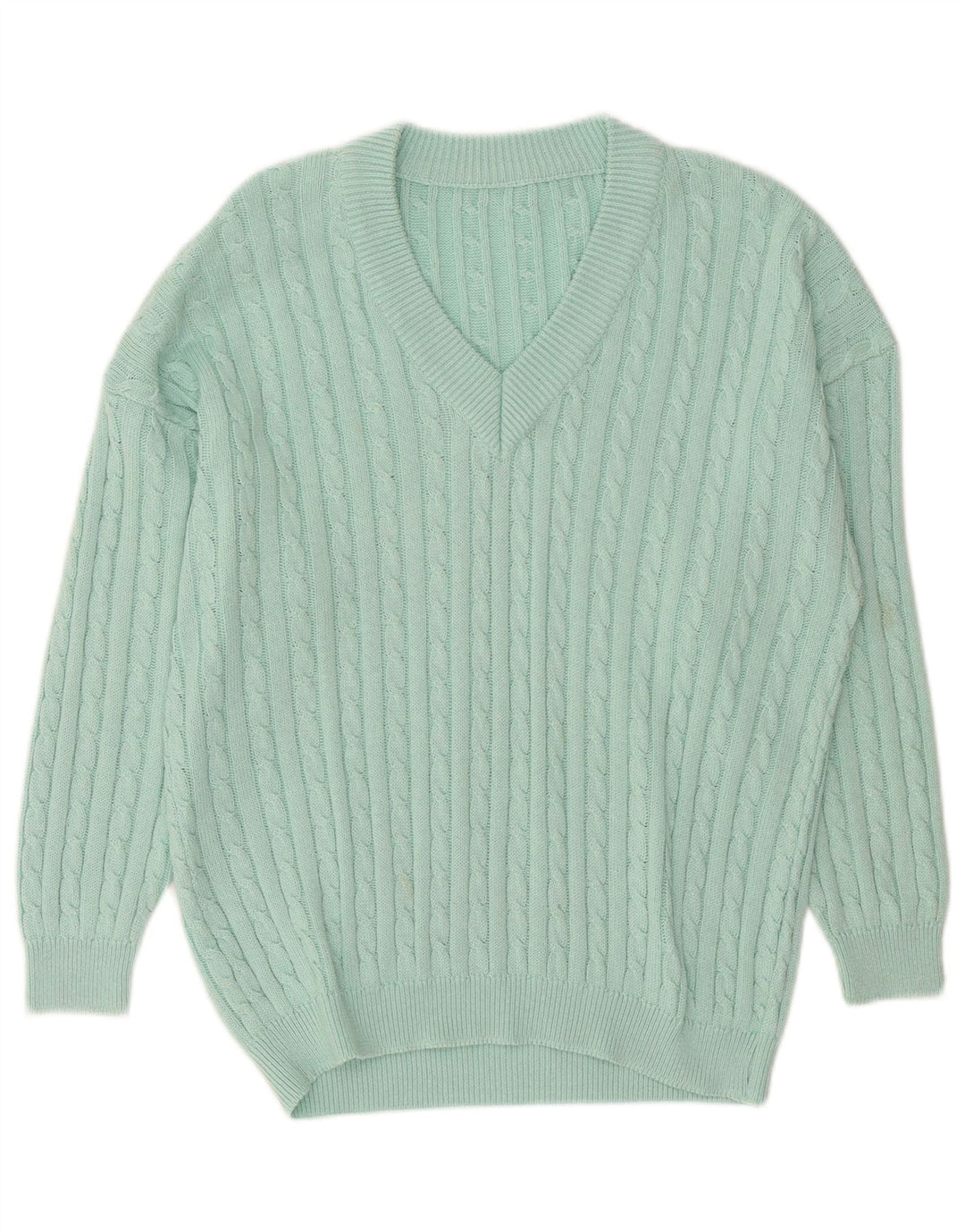 Vintage Mens V-Neck Jumper Sweater Large Turquoise