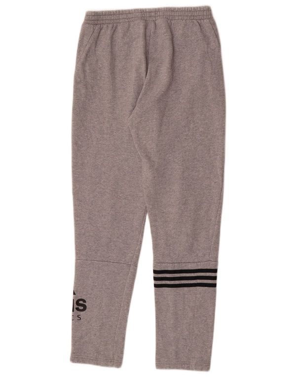 Adidas Boys Graphic Tracksuit Trousers 13-14 Years Grey Cotton
