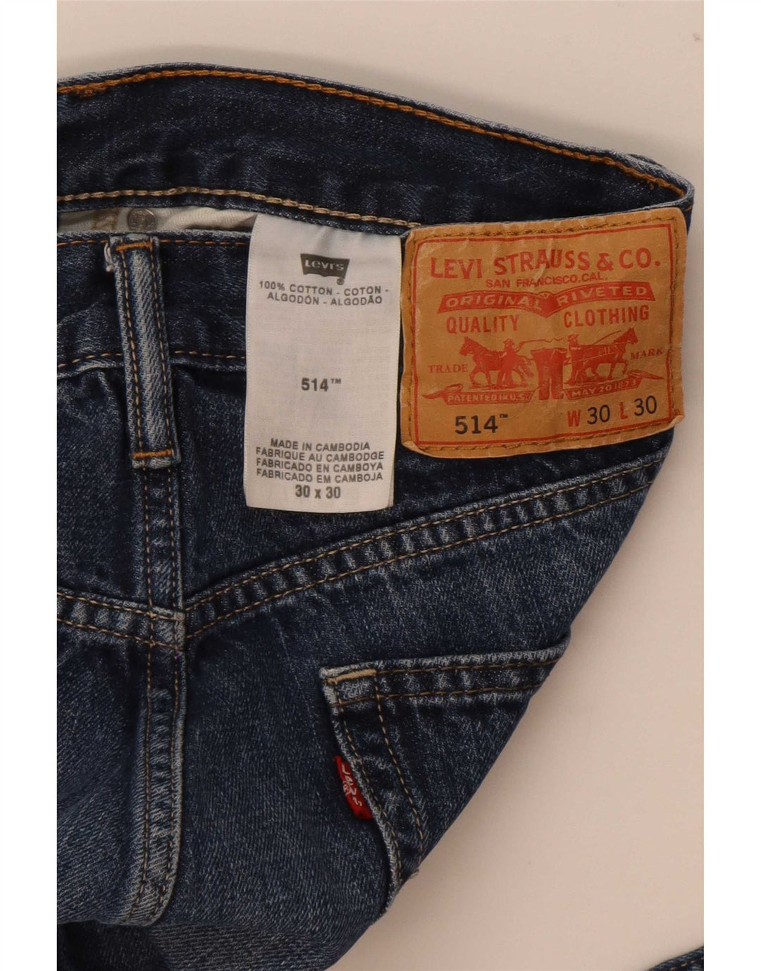 Levi's Mens 514 Straight Jeans W30 L30 Blue Cotton