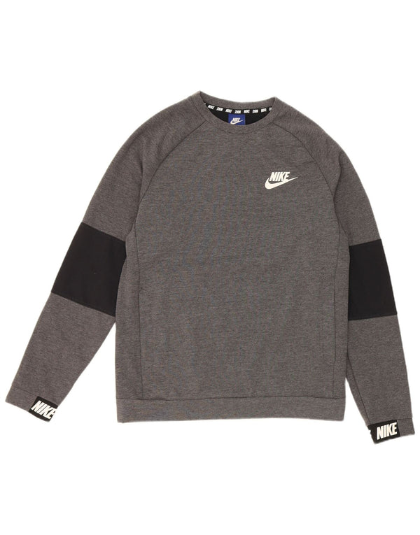Nike Mens Graphic Sweatshirt Jumper Small Grey Colourblock Cotton