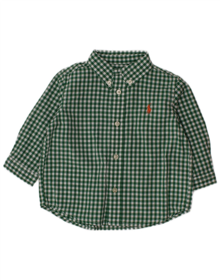 Ralph Lauren Baby Boys Shirt 3-6 Months Green Gingham Cotton