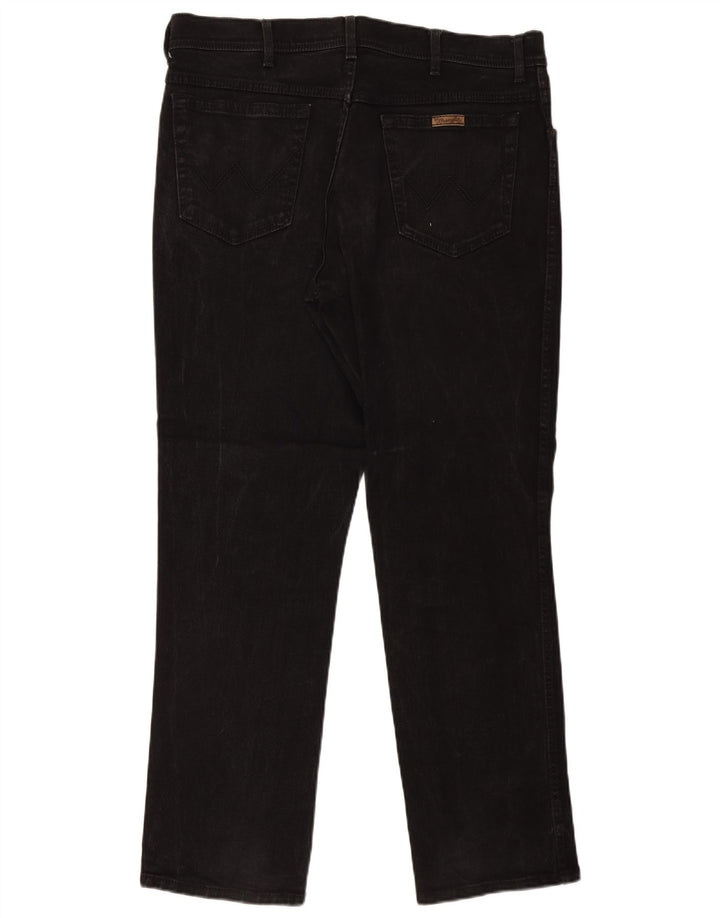 Wrangler Mens Regular Fit Straight Jeans W38 L32 Black Cotton