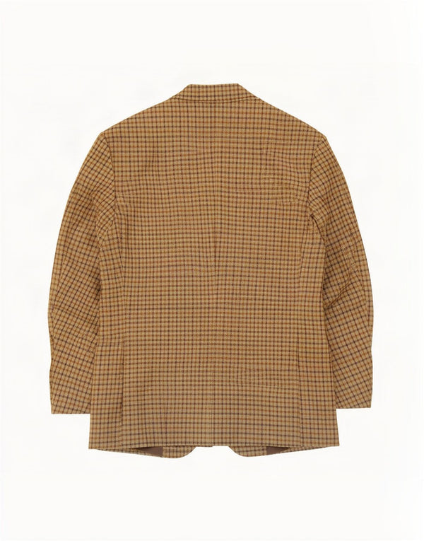 Vintage Mens 2 Button Blazer Jacket IT 50 Large Beige Gingham New Wool