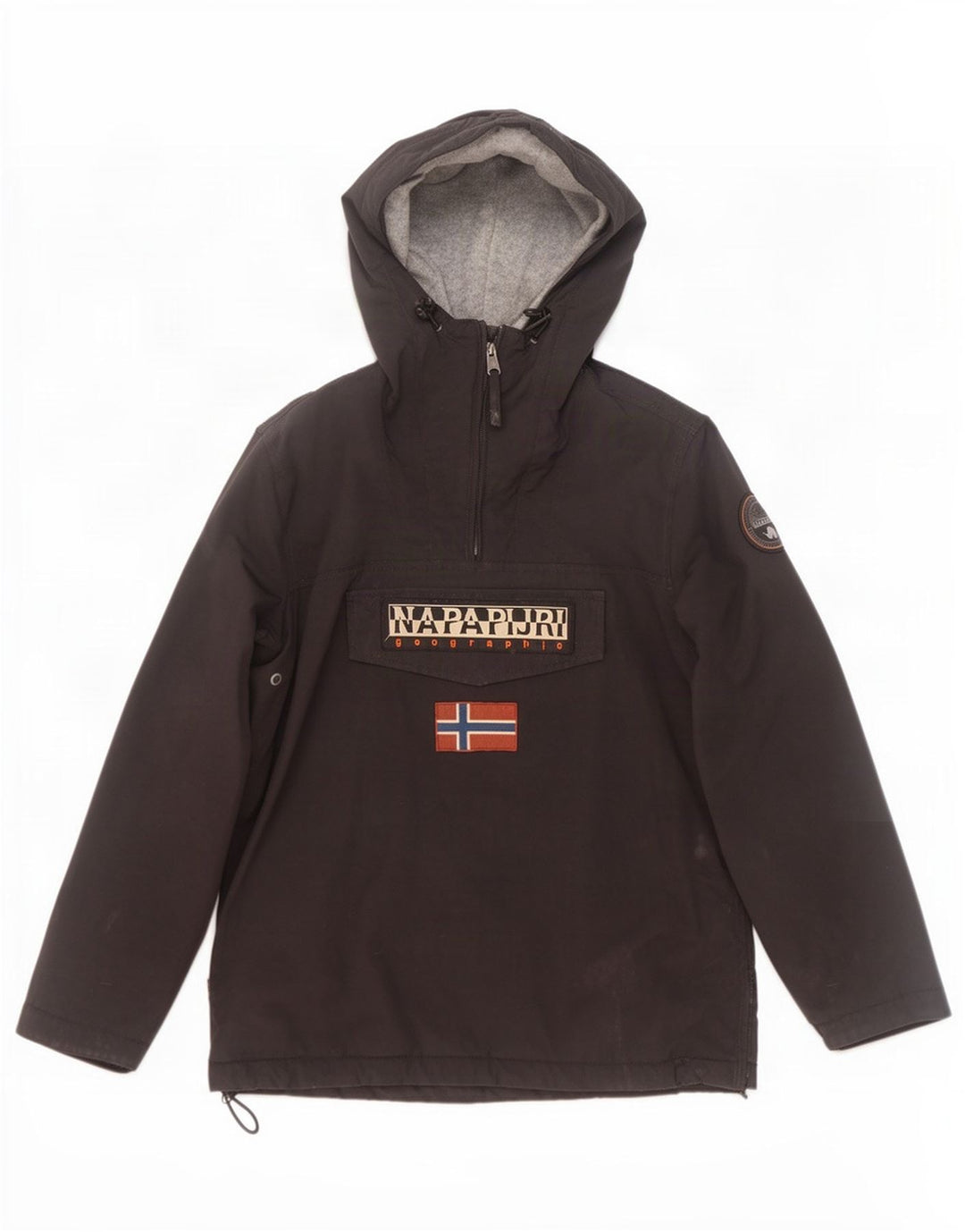 Napapijri Mens Graphic Hooded Anorak Jacket UK 38 Medium Black Polyamide