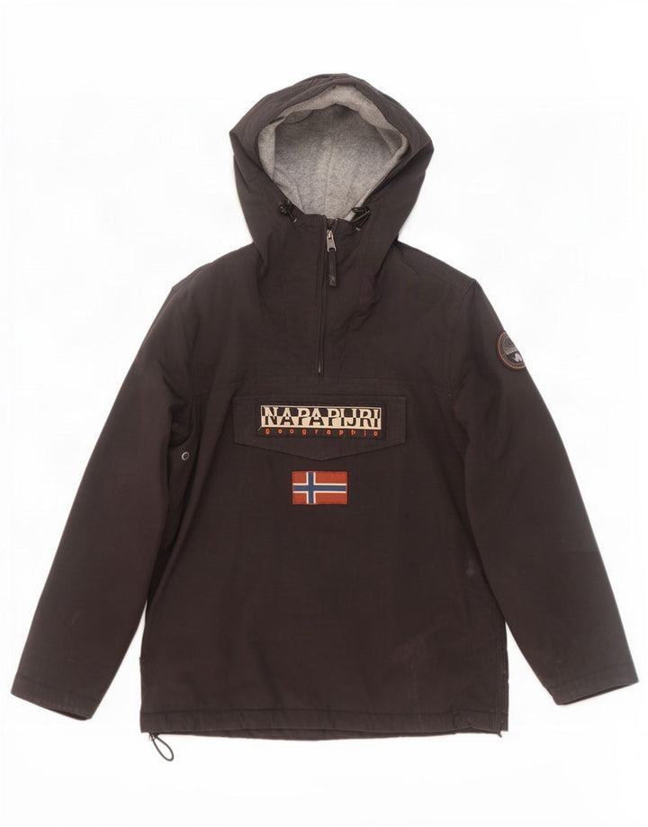 Napapijri Mens Graphic Hooded Anorak Jacket UK 38 Medium Black Polyamide