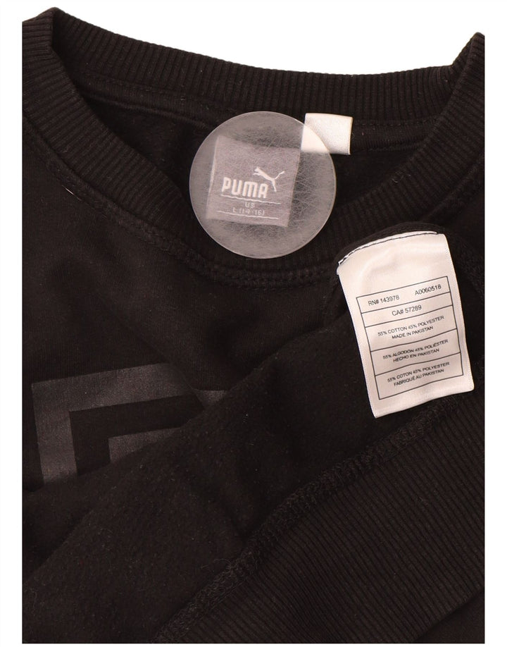 PUMA Boys Graphic Sweatshirt Jumper 14-15 Years Large Black Cotton