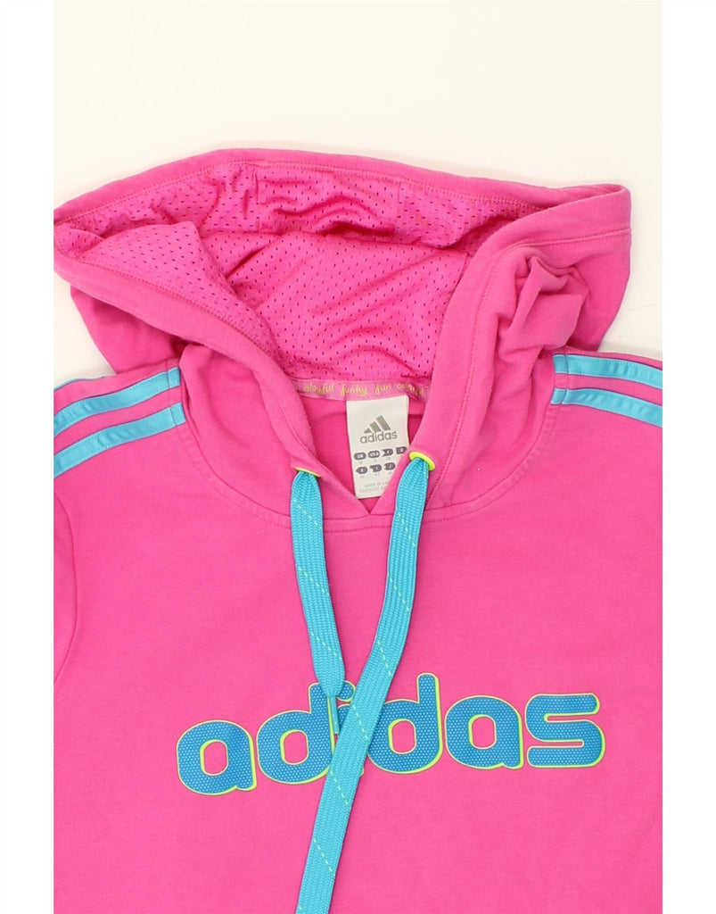 ADIDAS Womens Graphic Hoodie Jumper UK 10 Small Pink Cotton | Vintage Adidas | Thrift | Second-Hand Adidas | Used Clothing | Messina Hembry 