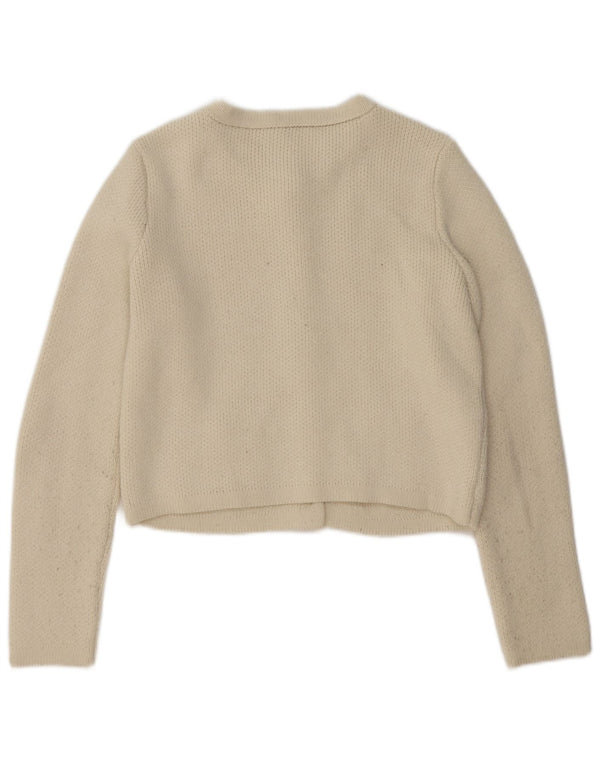 Zara Womens Crop Cardigan Sweater UK 14 Medium Off White