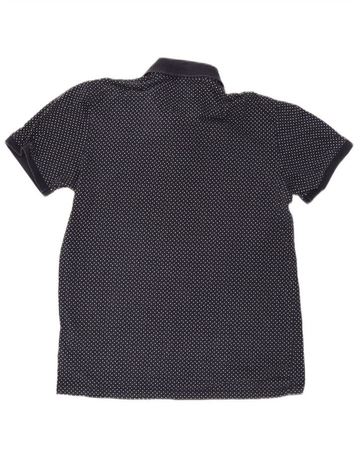 Ted Baker Mens Polo Shirt Size 3 Medium Navy Blue Spotted Cotton