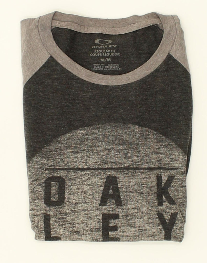 OAKLEY Mens Regular Fit Graphic Top Long Sleeve Medium Grey Colourblock | Vintage Oakley | Thrift | Second-Hand Oakley | Used Clothing | Messina Hembry 