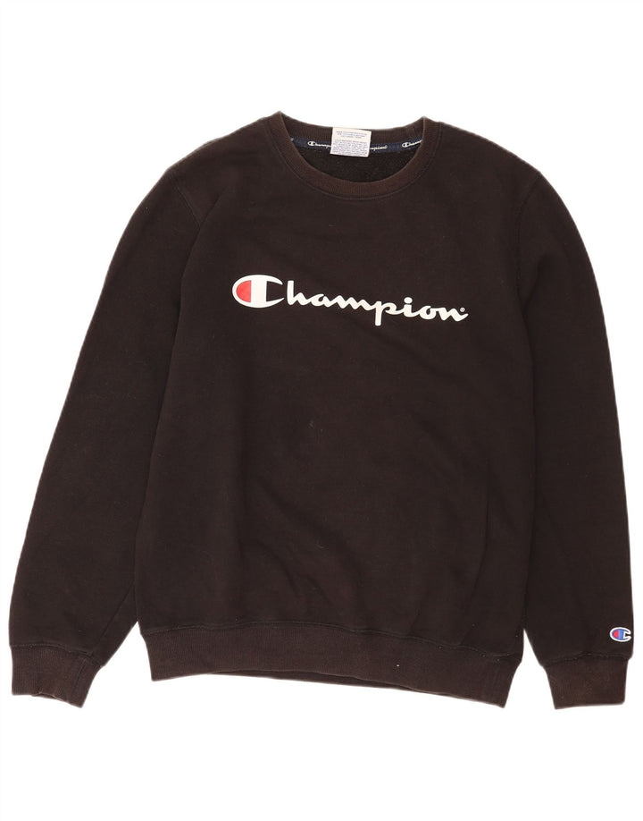 Champion Mens Graphic Sweatshirt Jumper Medium Black Cotton