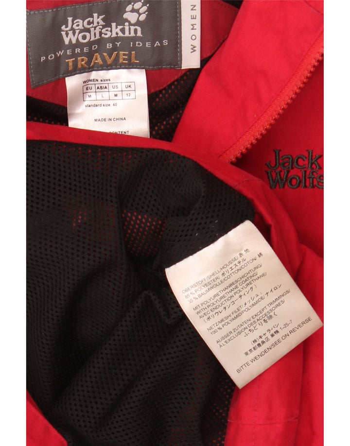 JACK WOLFSKIN Womens Loose Fit Rain Jacket UK 12 Medium  Red Colourblock Vintage Jack Wolfskin and Second-Hand Jack Wolfskin from Messina Hembry 